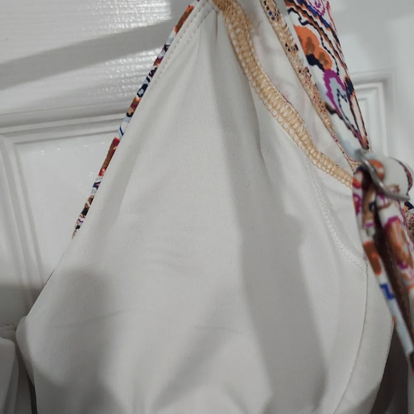 Lands' End Paisley Mix Print V-Neck Wrap Underwire Tankini Top in Size 12 DDD - Picture 11 of 13